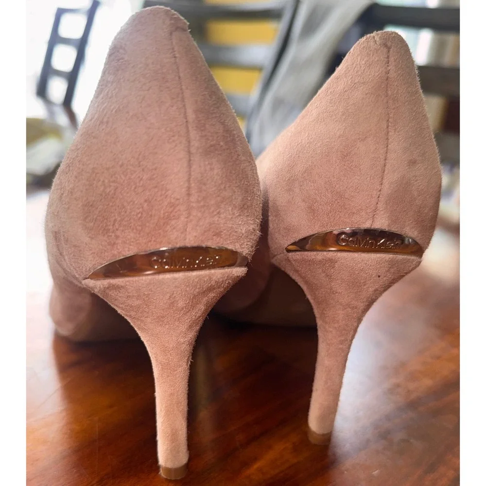 Calvin Klein Gayle Blush Suede Pointed Toe Pumps Stiletto Heels Mens 9M